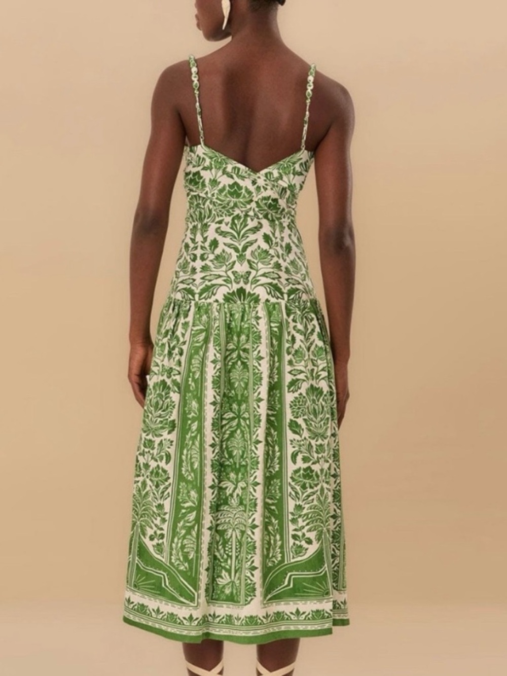 FARM Rio Green and White Printed Midi Dress - Picture 2 of 3